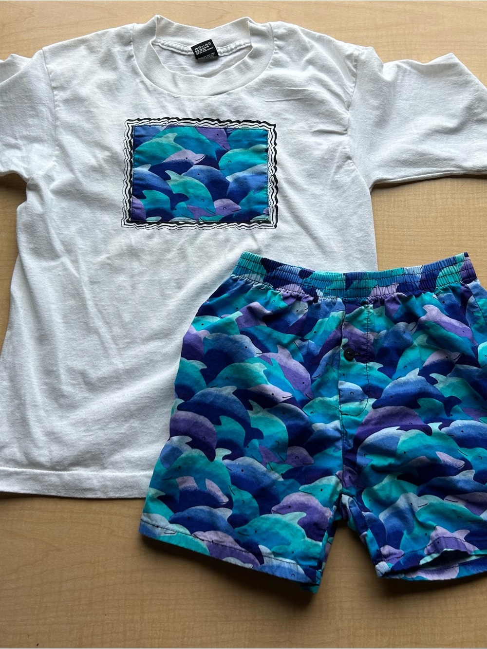VTG 90s Coordinated T-Shirt & Shorts Set - Made in USA Size 14-16 MINT